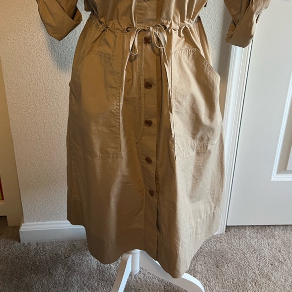 Banana Republic Womens A Line Trench Button Midi Dress Khaki - Picture 7 of 13